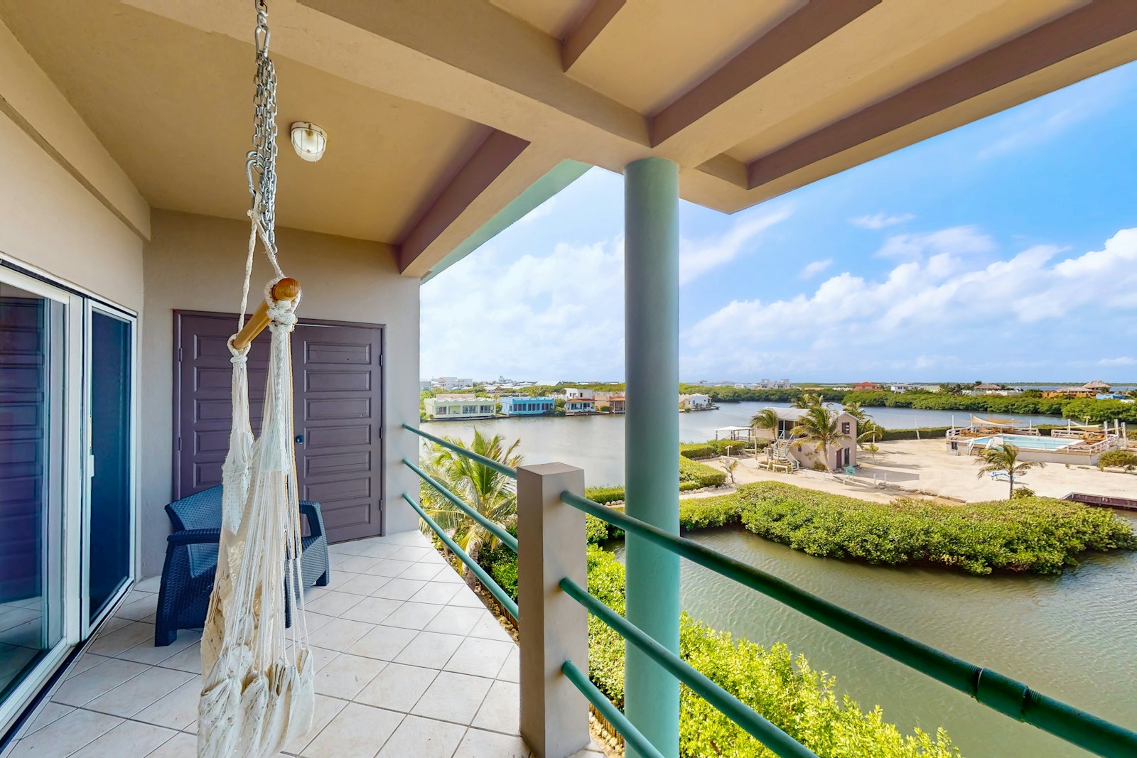 Hammock on a covered lagoon balcony